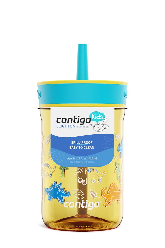 Kids Leighton Spill-Proof Tumbler with Straw, 14oz., 2-Pack - Pineapple Blue Raspberry & Little Dinos
