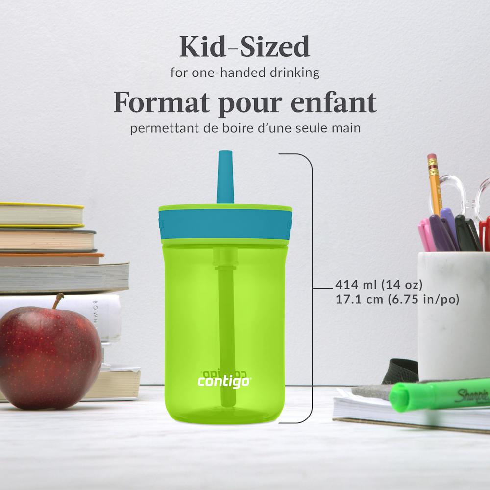 Kids Leighton Spill-Proof Tumbler with Straw, 14oz., 2-Pack - Cool Lime Juniper