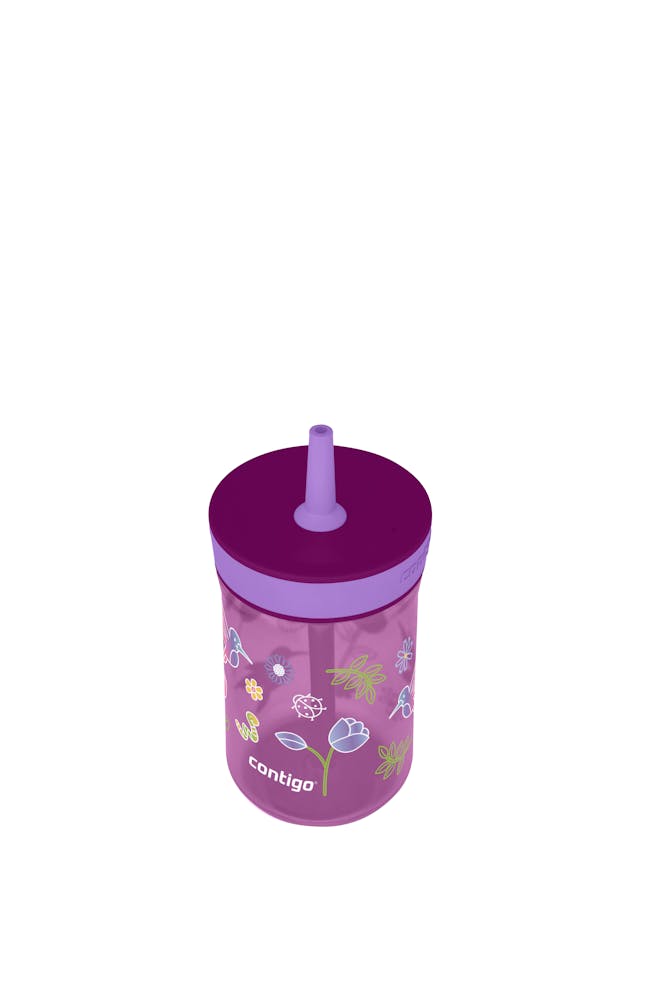 Kids Leighton Spill-Proof Tumbler with Straw, 14oz., 2-Pack - Grape Amethyst with Tulips