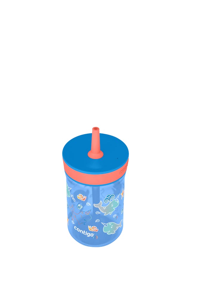 Kids Leighton Spill-Proof Tumbler with Straw, 14oz., 2-Pack - Blue Poppy Coral & Narwhals